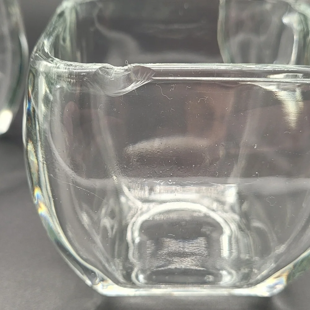 Votive Tapered Square Clear Glass Curved Vase Flower Pot Candy Dish Set of 3​​​